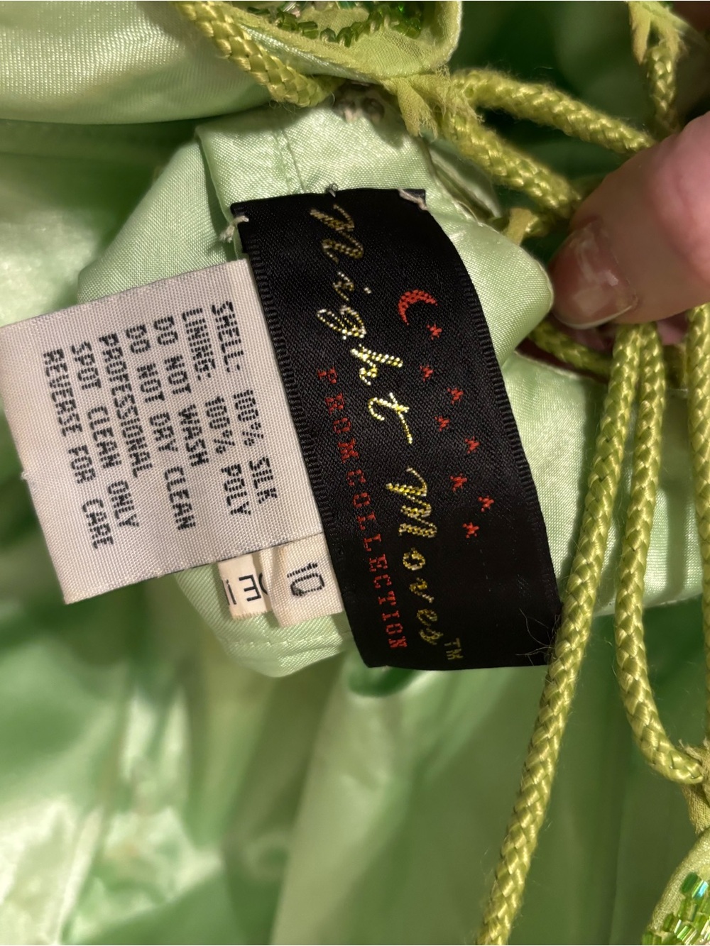 Silk Fairy Lime Green Beaded Maxi Dress with Floral Accents - Picture 13 of 15